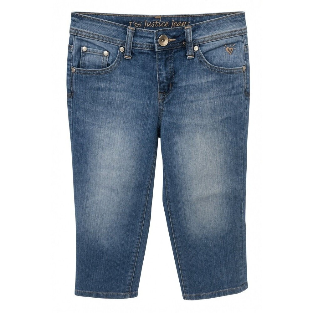 Justice Simply Low Girls Blue Straight Leg Jean Capris Size 12 S